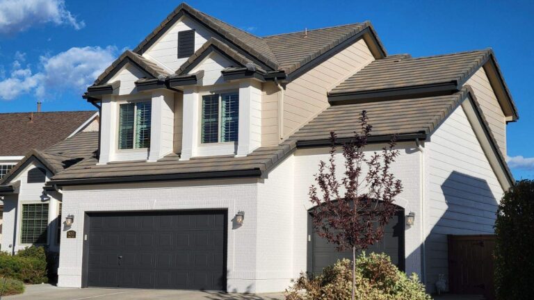 Roofing and exterior company repaired roof, gutters and paint on this home in parker, colorado